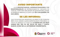 A partir de este jueves queda prohibida la venta de bebidas alcohólicas en todo Quintana Roo: Sefiplan
