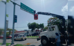 Retiran tableros de semáforos por seguridad