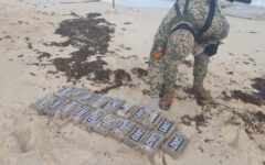 Aseguran 19 paquetes de droga que recaló en playa de Cozumel