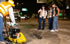 Mega operativo de bacheo para atender tres años de rezago en Playa del Carmen