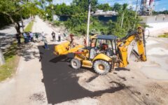 Ante gestiones de Chacón empresas realizan trabajos de bacheo en zona industrial