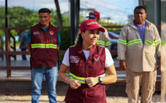 Supervisa Ana Paty Peralta nuevo pozo de absorción en inmediaciones de Av. Huayacán