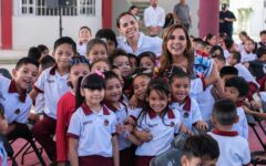 Entrega Mara Lezama para más de 200 estudiantes de la primaria “Miguel Vidal Alcocer” un domo y dos nuevas aulas didácticas