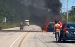 Ebrio causa incendio en auto