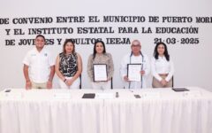 Formalizan Blanca Merari y el IEEJA alianza contra el analfabetismo en Puerto Morelos