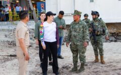 Estefanía Mercado lidera operativo con la SEMAR y ZOFEMAT para enfrentar el sargazo en Playa del Carmen