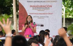 Tras más de 50 años, Mara Lezama salda deuda histórica con la primaria “Santiago Pacheco Cruz”, de Chetumal, al entregar domo escolar