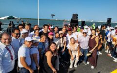 Blanca Merari presente en la apertura del Puente Nichupté