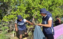 Marina y autoridades retiran 100 kilos de basura en Laguna Salina Grande