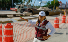 Mara Lezama supervisa el Distribuidor Vial Kukulcán