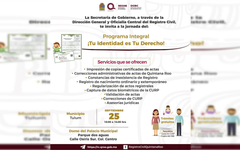 Realizarán jornada gratuita de servicios del Registro Civil en Tulum