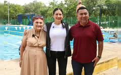 Anuncian malla sombra para cubrir toda la alberca de la Unidad Deportiva Riviera Maya